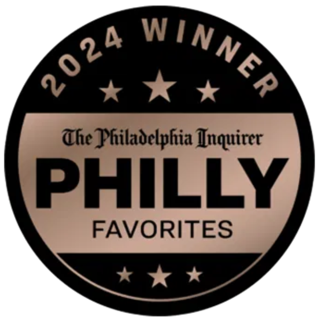 2024 Winner Philadelphia Inquirer Philly Favorites award badge in black and gold.