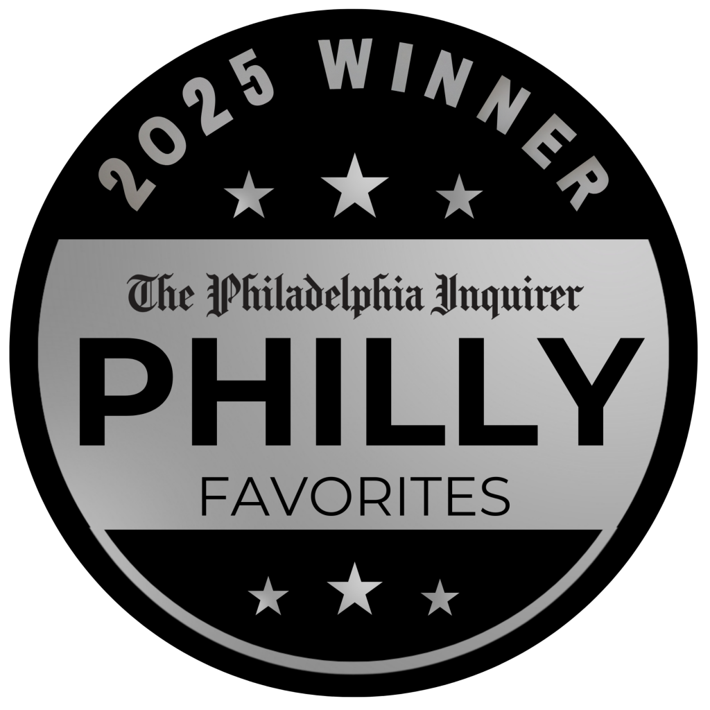 2025 Winner Philadelphia Inquirer Philly Favorites award badge in black and silver design.