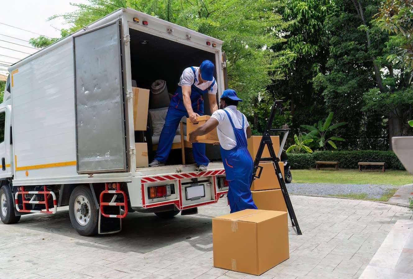 Men unloading moving truck